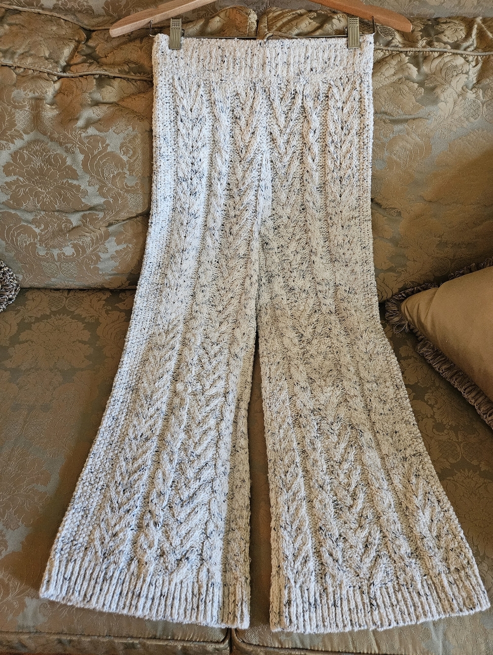 NWOT Anthropologie Cream Speckled Cable-Knit Cropped Pants